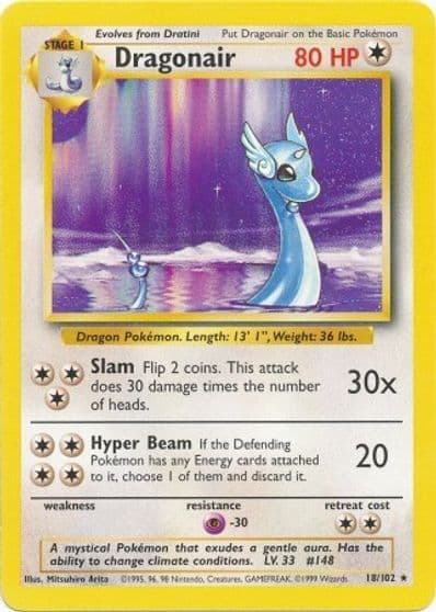 Dragonair Base Set Pokemon card