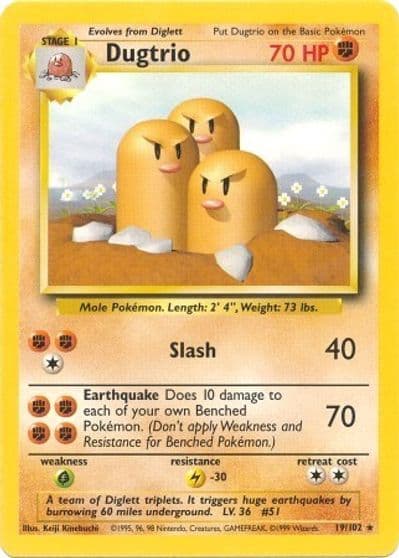 Dugtrio Base Set Pokemon card