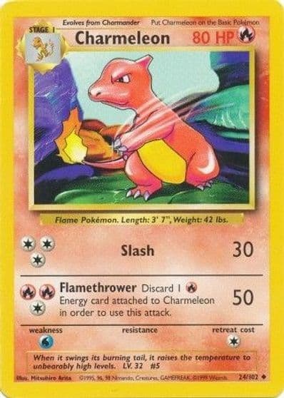 Charmeleon Base Set Pokemon card