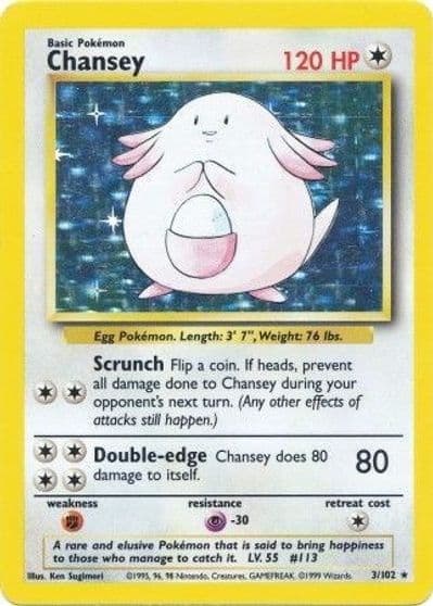 Chansey Base Set Pokemon card