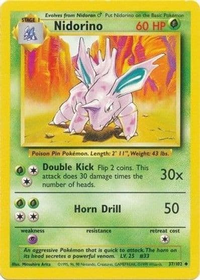 Nidorino Base Set Pokemon card