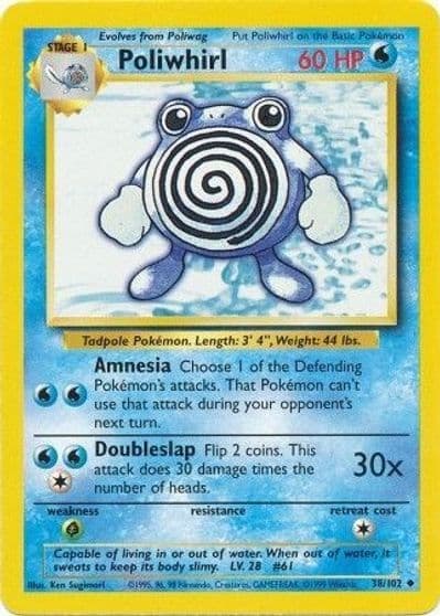 Poliwhirl Base Set Pokemon card