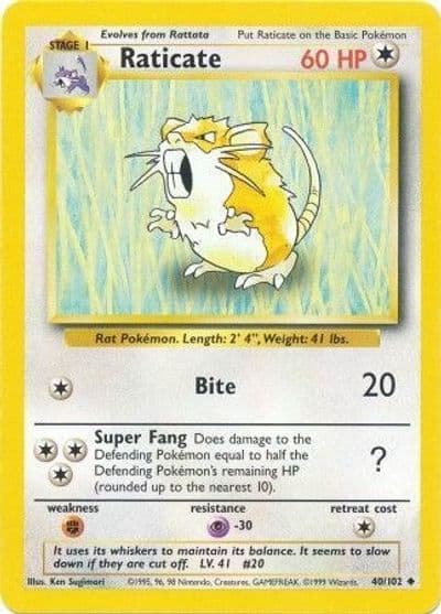 Raticate Base Set Pokemon card