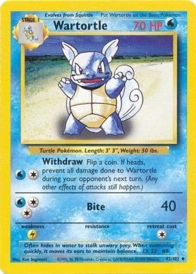 Wartortle Base Set Pokemon card