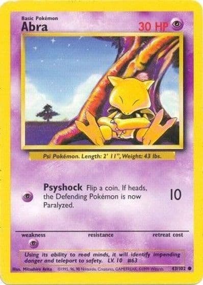 Abra Base Set Pokemon card