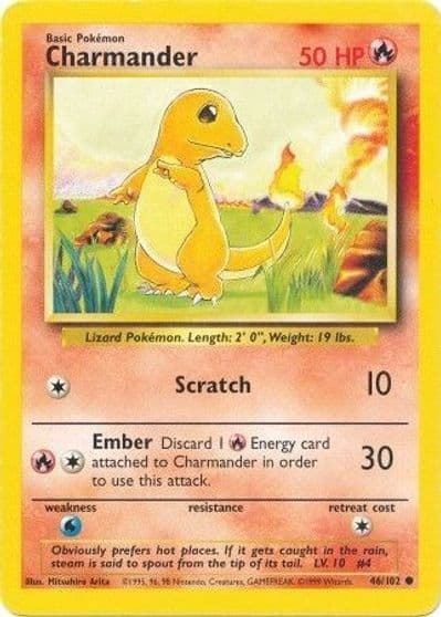 Charmander Base Set Pokemon card