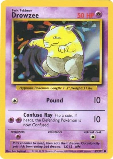 Drowzee Base Set Pokemon card