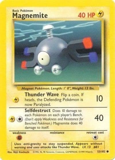 Magnemite Base Set Pokemon card
