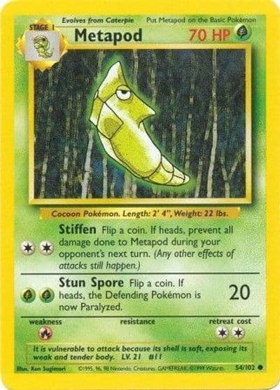 Metapod Base Set Pokemon card