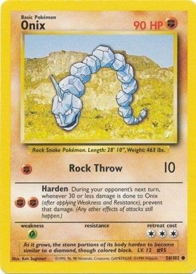 Onix Base Set Pokemon card