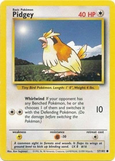 Pidgey Base Set Pokemon card