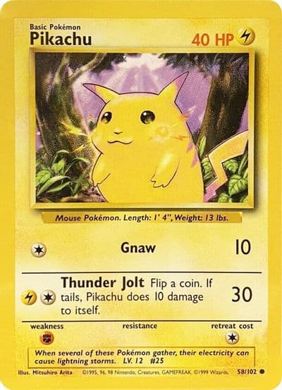 Pikachu Base Set Pokemon card