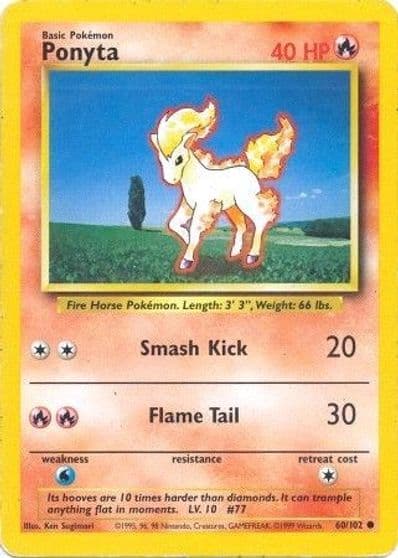 Ponyta Base Set Pokemon card