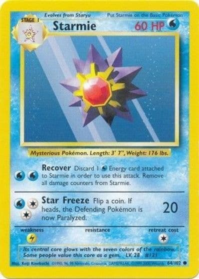 Starmie Base Set Pokemon card
