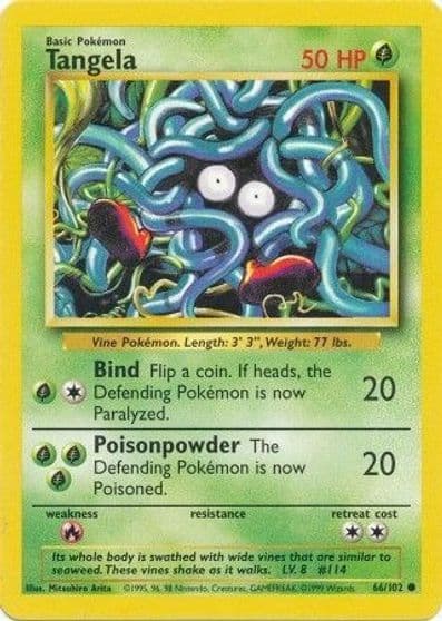 Tangela Base Set Pokemon card