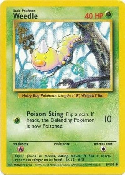 Weedle Base Set Pokemon card