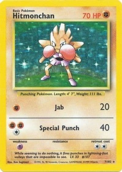 Hitmonchan Base Set Pokemon card