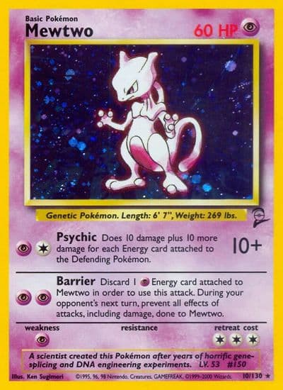 Mewtwo Base Set 2 Pokemon card