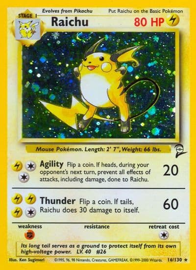 Raichu Base Set 2 Pokemon card