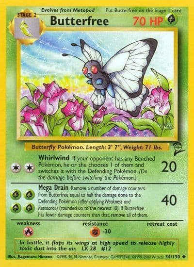 Butterfree Base Set 2 Pokemon card