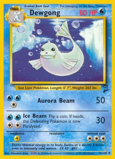 Dewgong Base Set 2 Pokemon card