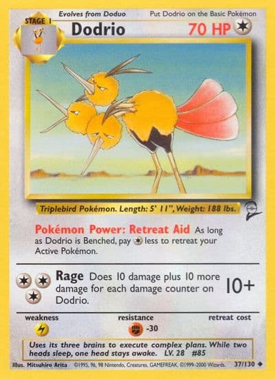 Dodrio Base Set 2 Pokemon card