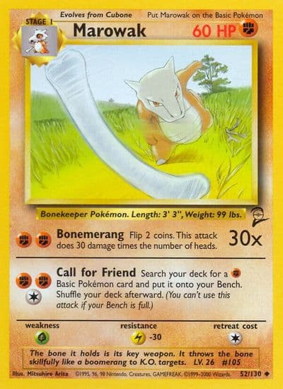 Marowak Base Set 2 Pokemon card