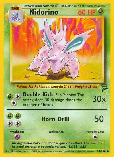 Nidorino Base Set 2 Pokemon card