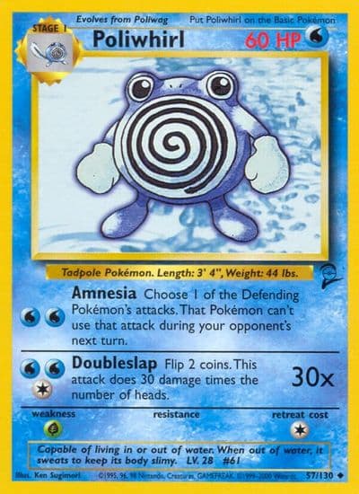 Poliwhirl Base Set 2 Pokemon card
