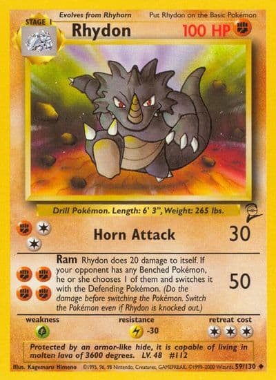 Rhydon Base Set 2 Pokemon card