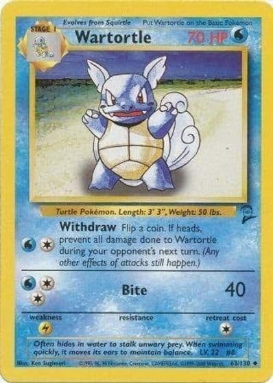 Wartortle Base Set 2 Pokemon card