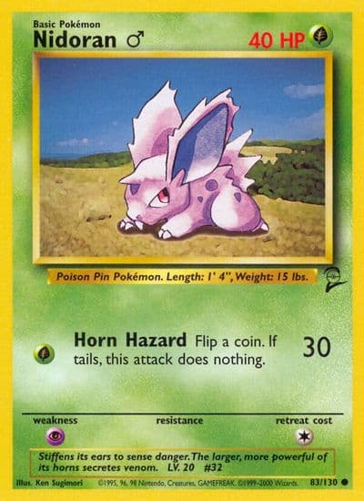 Nidoran M Base Set 2 Pokemon card