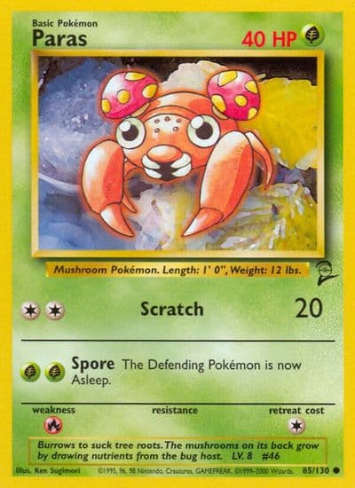 Paras Base Set 2 Pokemon card