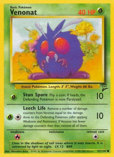 Venonat Base Set 2 Pokemon card