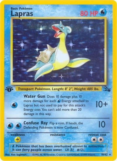 Lapras (10) Fossil Pokemon card