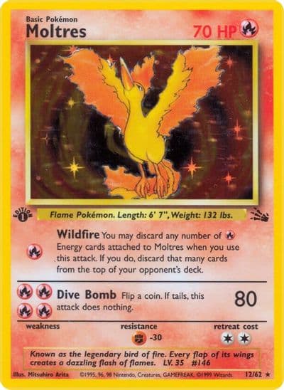 Moltres (12) Fossil Pokemon card