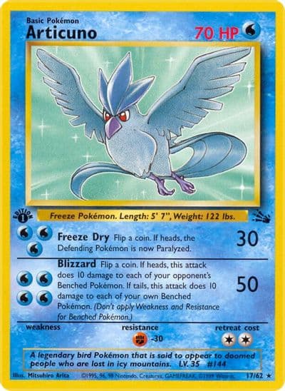 Articuno (17) Fossil Pokemon card