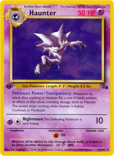 Haunter (21) Fossil Pokemon card