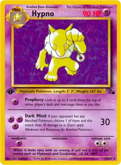 Hypno (23) Fossil Pokemon card