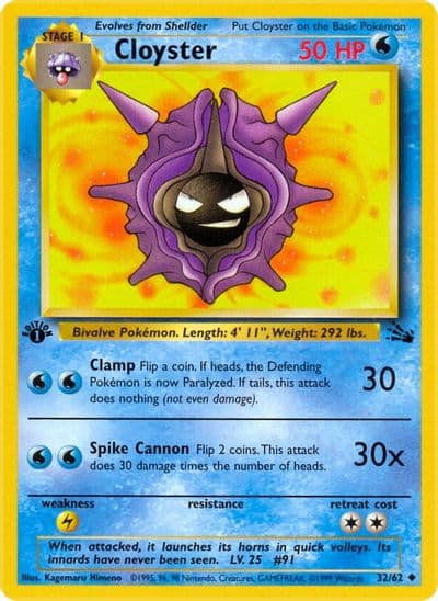 Cloyster Fossil Pokemon card
