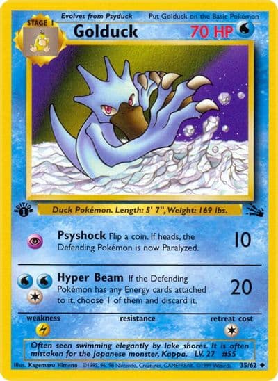 Golduck Fossil Pokemon card