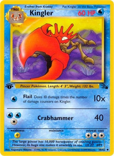 Kingler Fossil Pokemon card