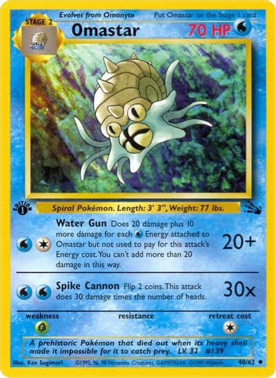 Omastar Fossil Pokemon card