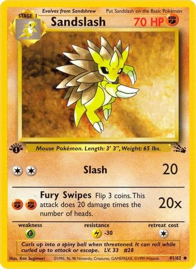 Sandslash Fossil Pokemon card