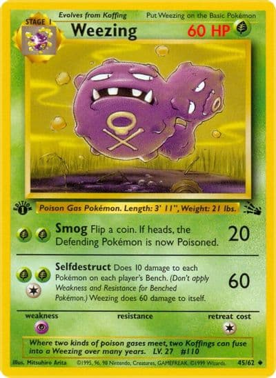 Weezing Fossil Pokemon card