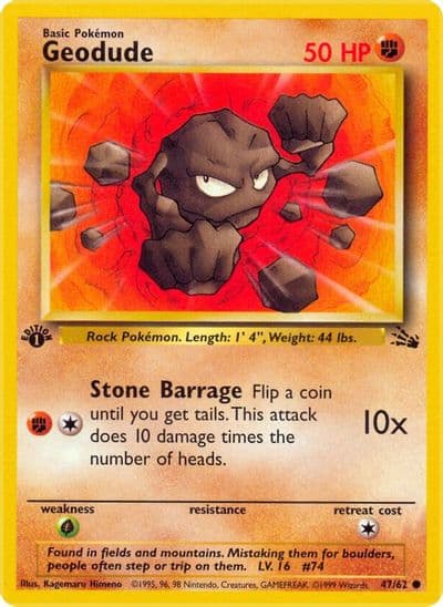 Geodude Fossil Pokemon card