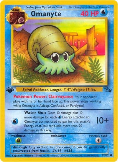 Omanyte Fossil Pokemon card