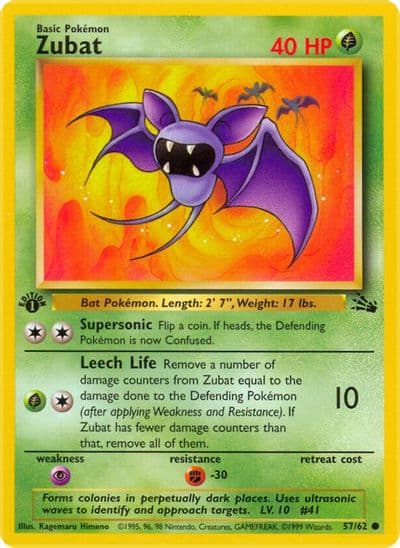 Zubat Fossil Pokemon card