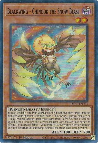Blackwing Chinook the Snow Blast Darkwing Blast Yu-Gi-Oh! card