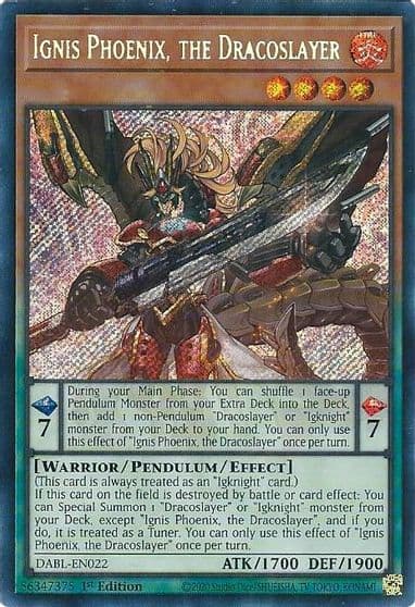Ignis Phoenix the Dracoslayer Darkwing Blast Yu-Gi-Oh! card